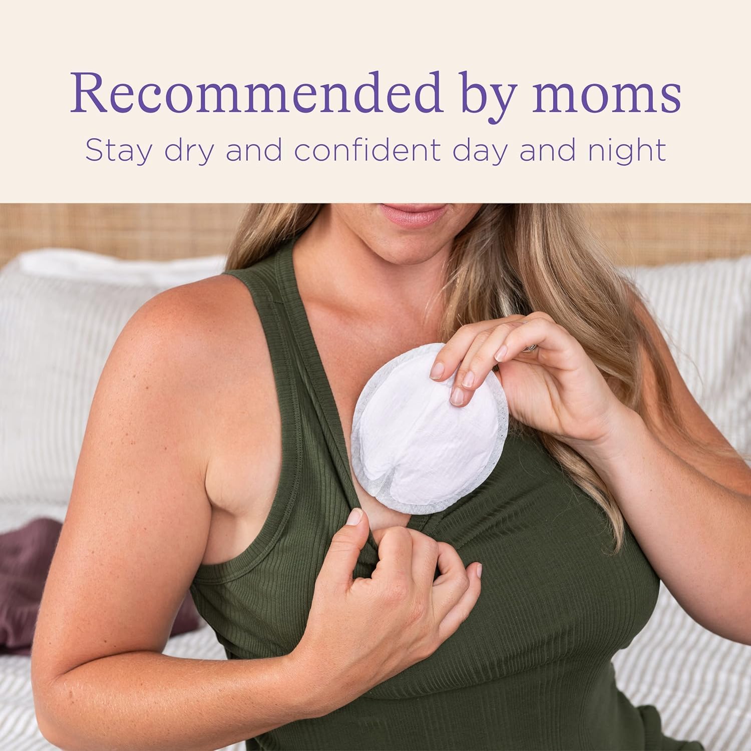Lansinoh Stay Dry night-use pad offering discreet overnight protection.