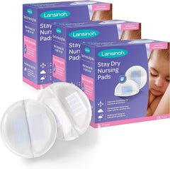 Lansinoh Stay Dry nursing pad packaging demonstrating discreet on-the-go protection.