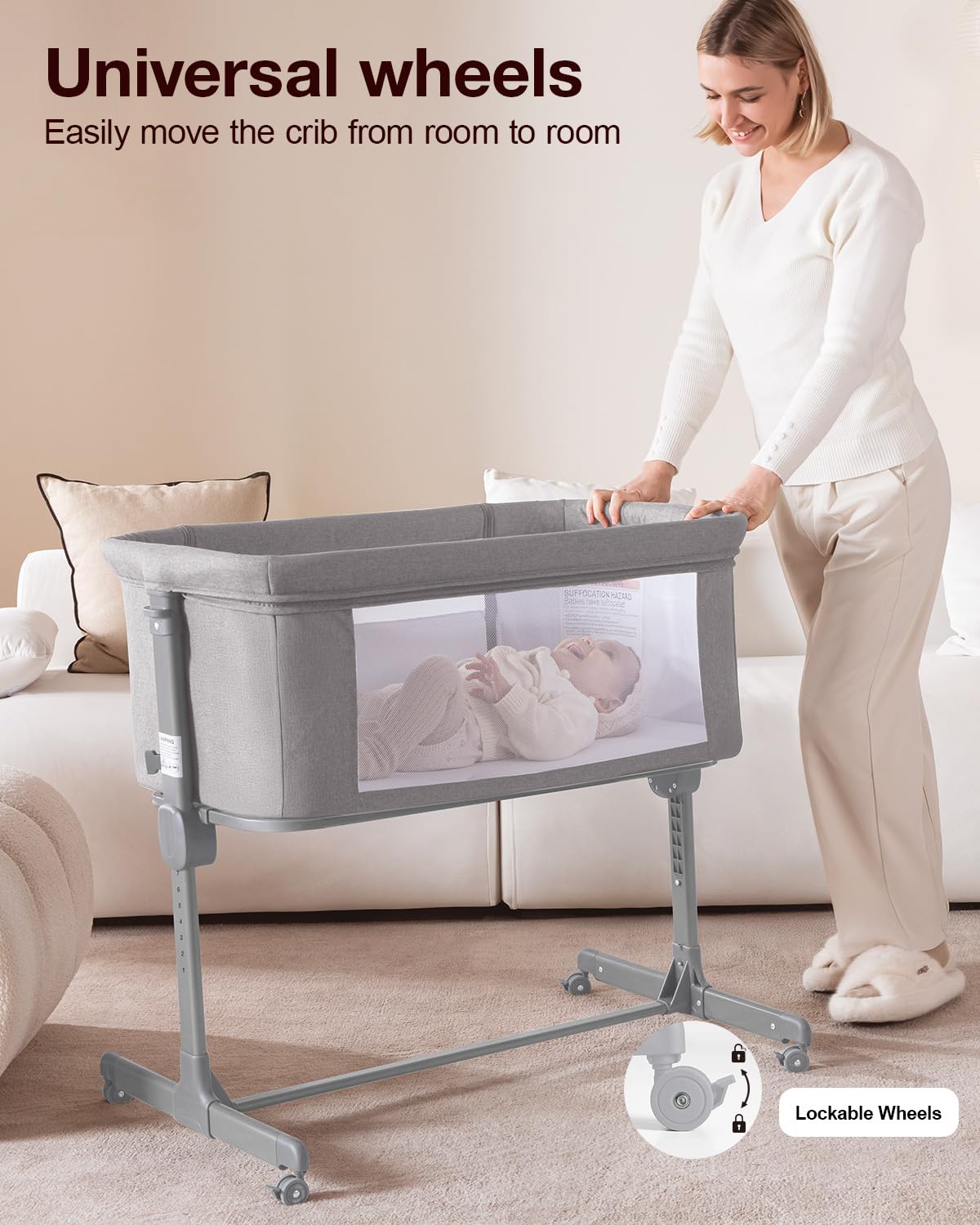 Larex Baby Bassinet 7-height adjustable to fit most beds