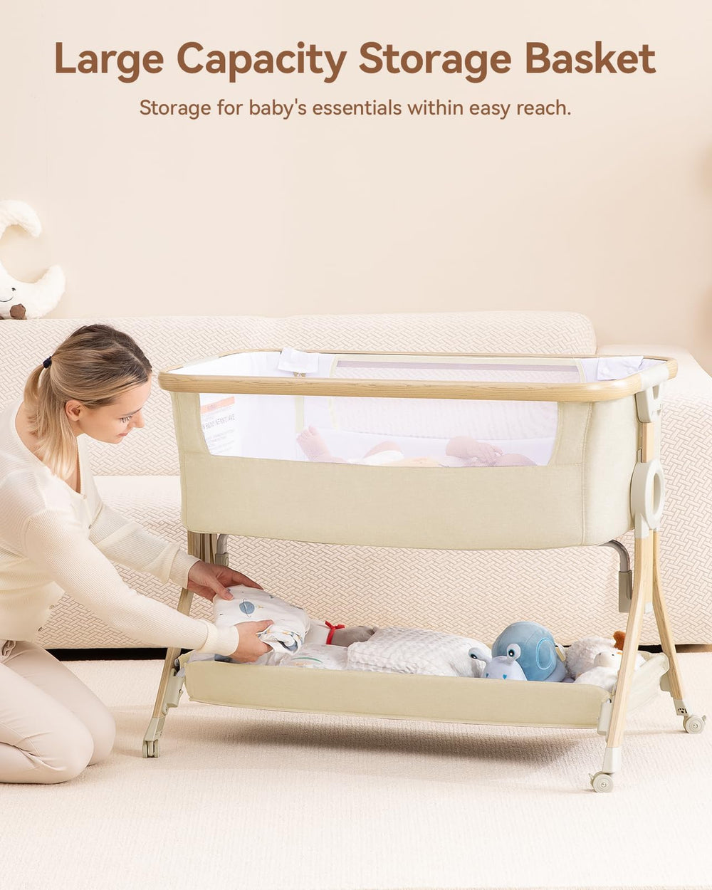 Larex Baby Bassinet includes a supportive mattress for baby comfort