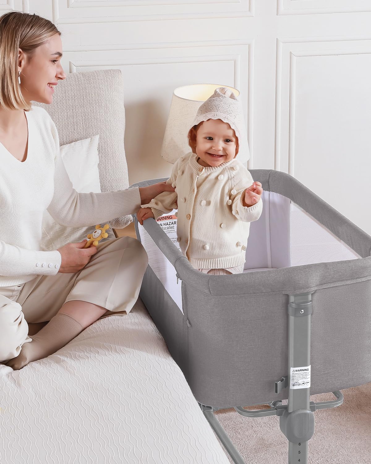 Larex Baby Bassinet mesh-breathable sides for visibility and airflow