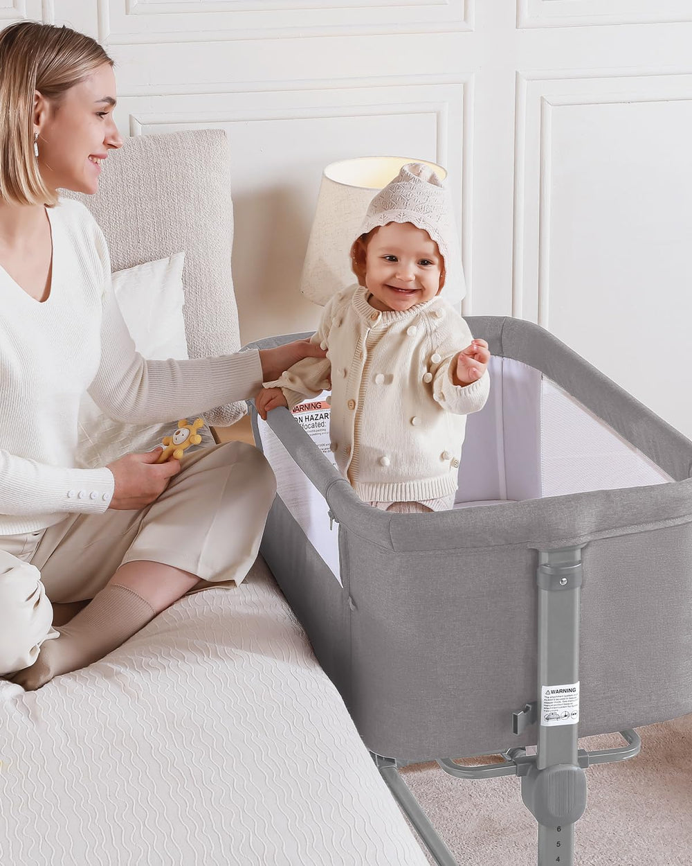 Larex Baby Bassinet mesh-breathable sides for visibility and airflow