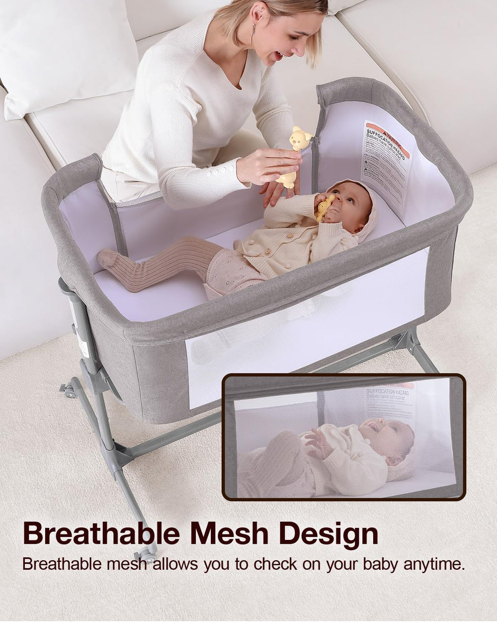 Larex Baby Bassinet painted-iron frame for sturdy daily use