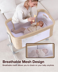 Larex Baby Bassinet silent wheels with brakes allow quiet moves and floor protection.