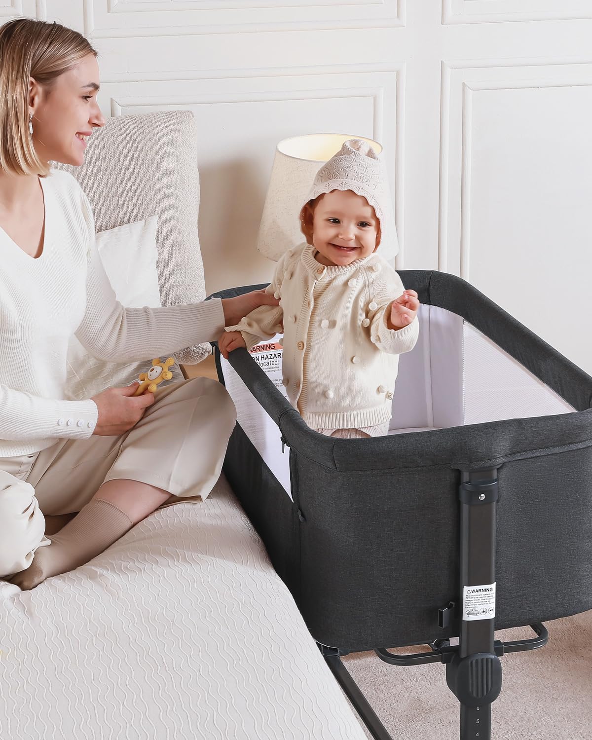 Larex Baby Bassinet lockable wheels for smooth room-to-room movement