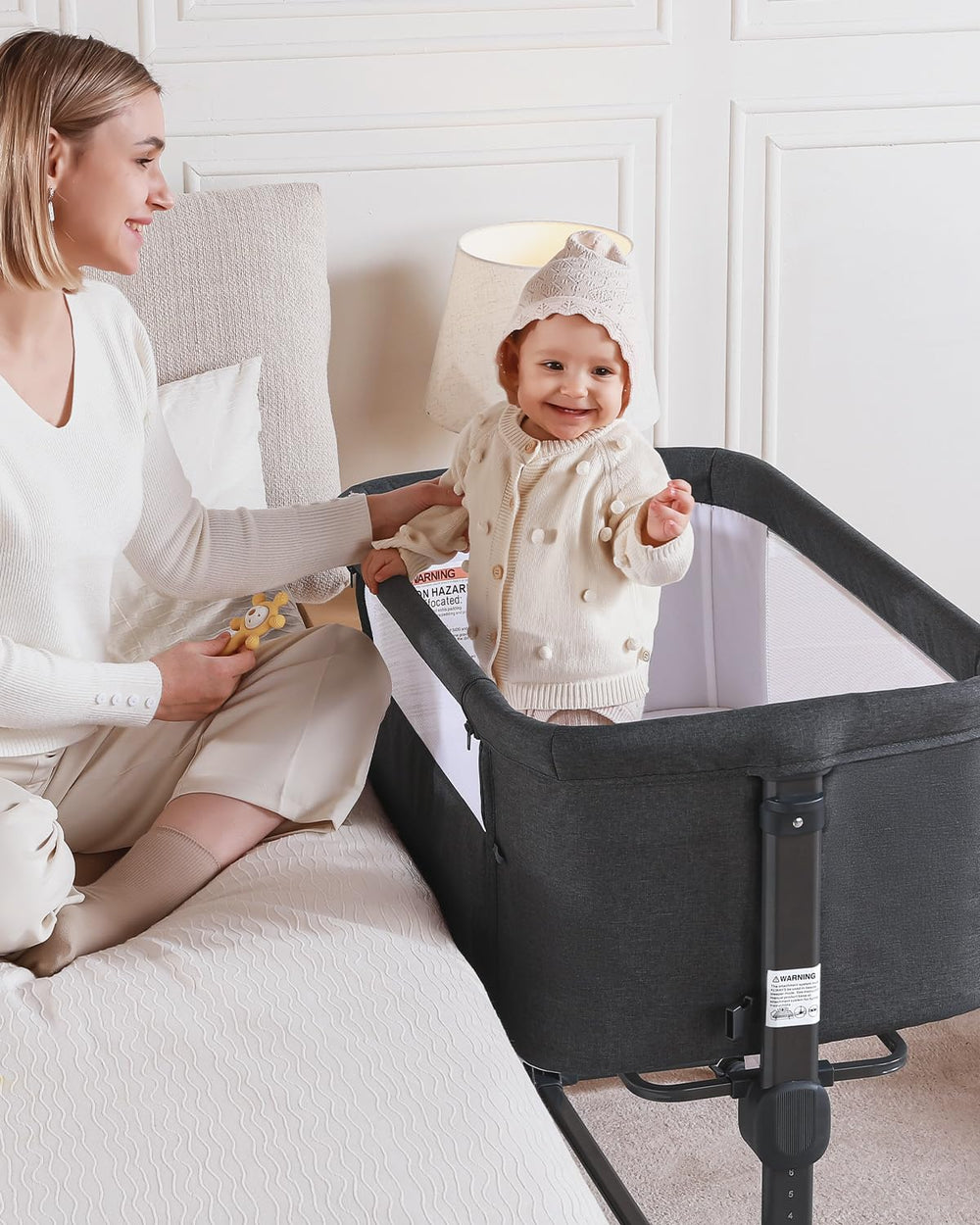 Larex Baby Bassinet lockable wheels for smooth room-to-room movement