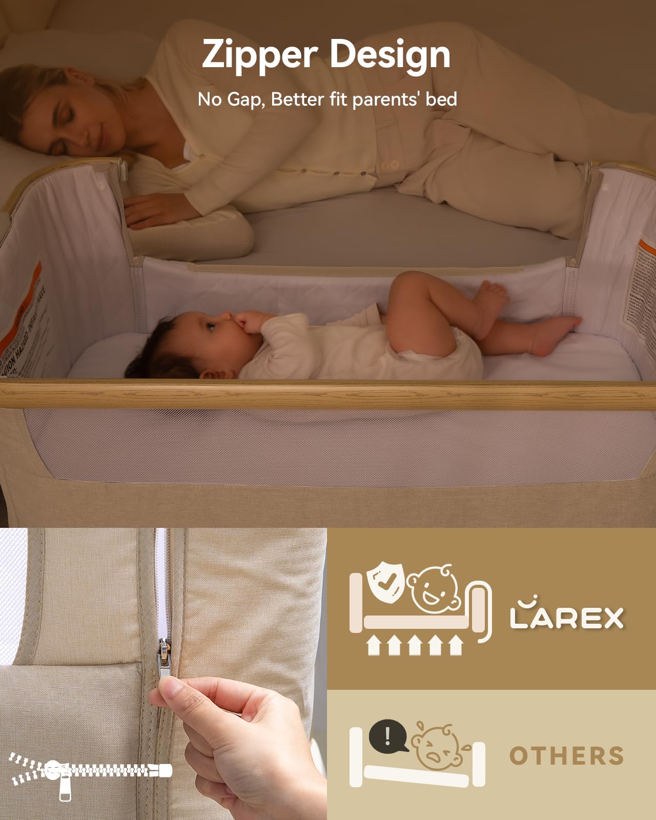 Larex Baby Bassinet tilt mode enables customizable positioning for comfort
