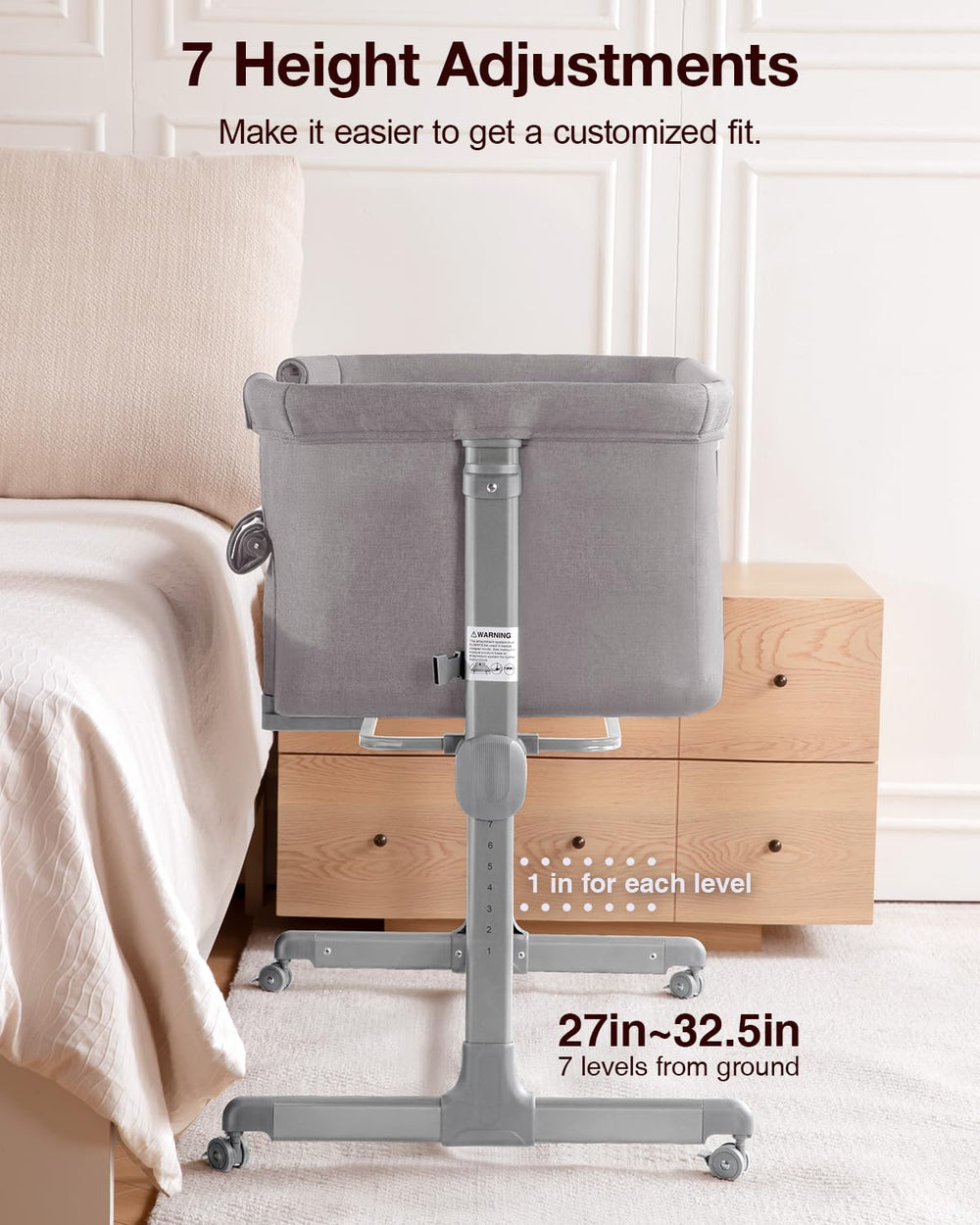 Larex Baby Bassinet silent wheels with brakes for safe, quiet moves