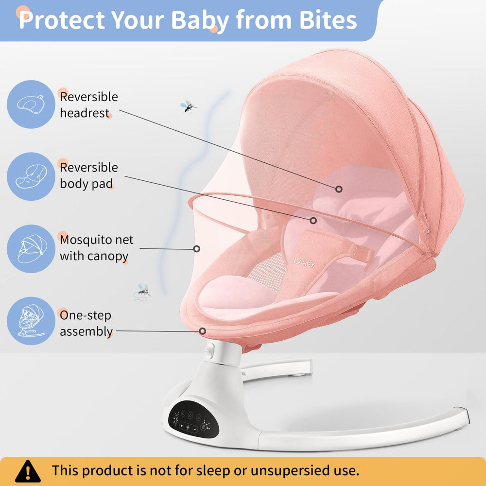 LAREX Bluetooth melodies illustrate baby engagement during playtime.