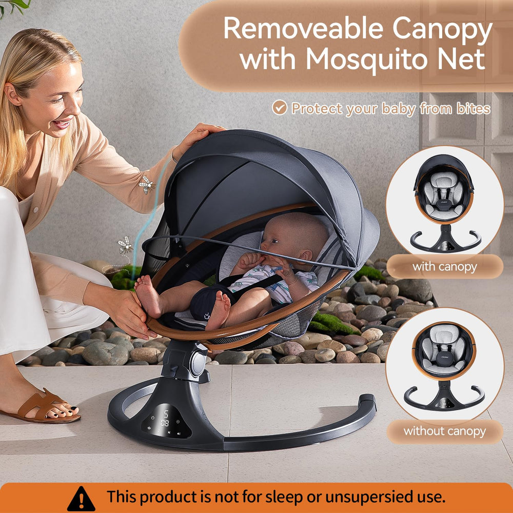 Larex baby swing gray compact-fold design for simple storage