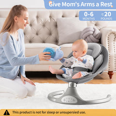 Larex baby swing gray remote control enables convenient 8, 15, or 30 minute sessions.