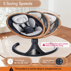 Larex baby swing gray seat with harness for secure seating