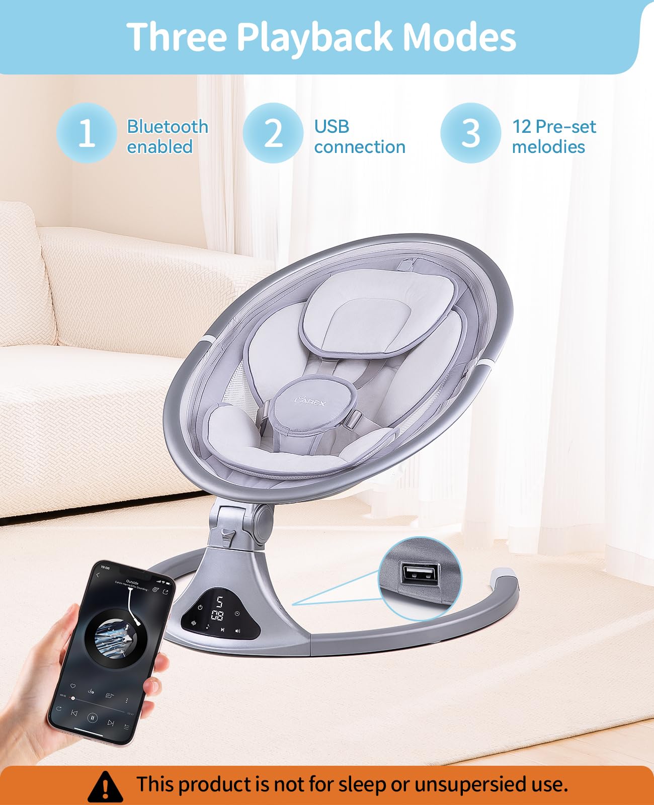 Larex plush seat and pillow illustrate cloud-like comfort for newborns