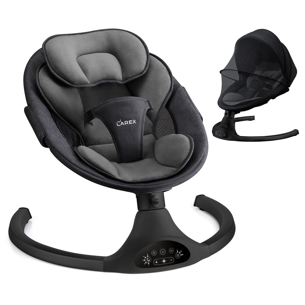 LAREX Baby Swing remote control enables easy speed and timer adjustments.