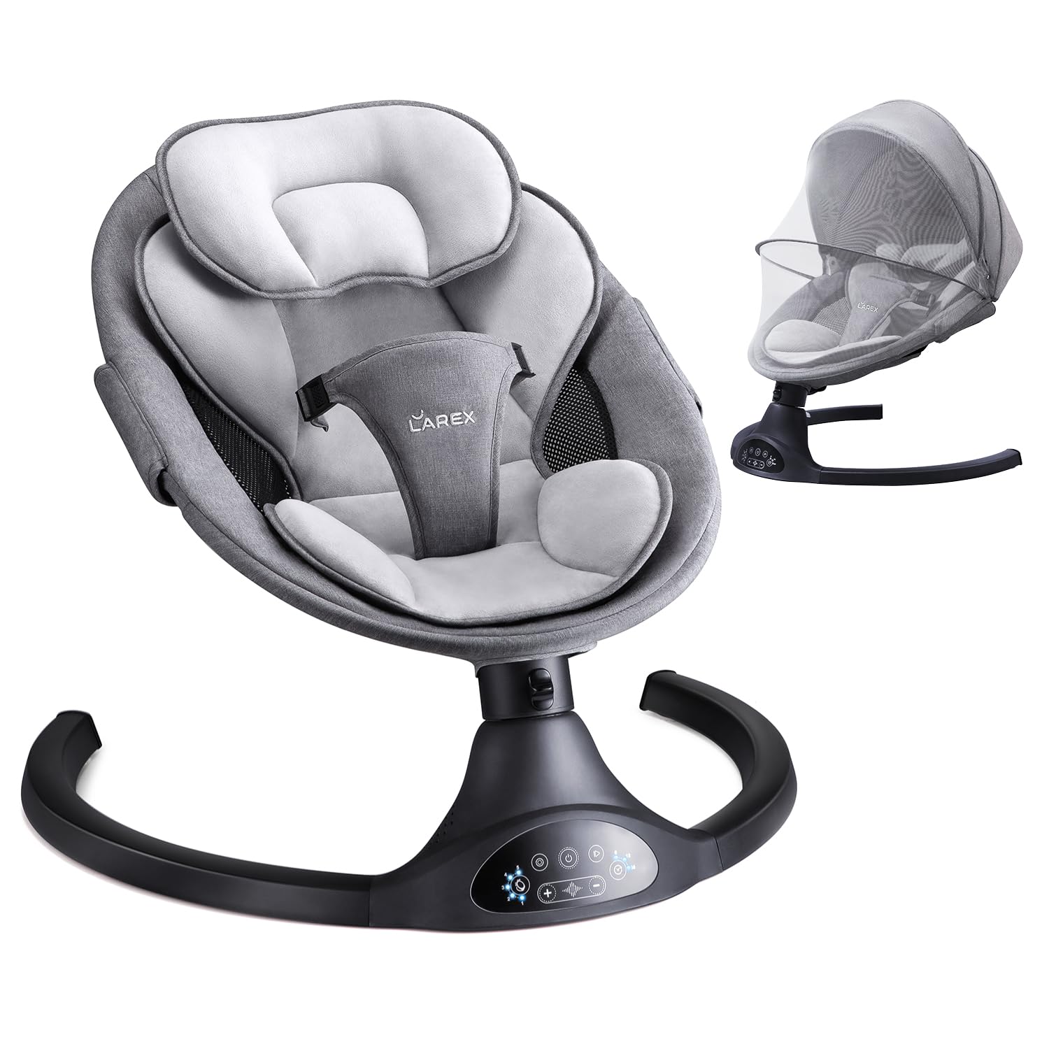 Larex baby swing side-sway motion soothing baby during quiet moments