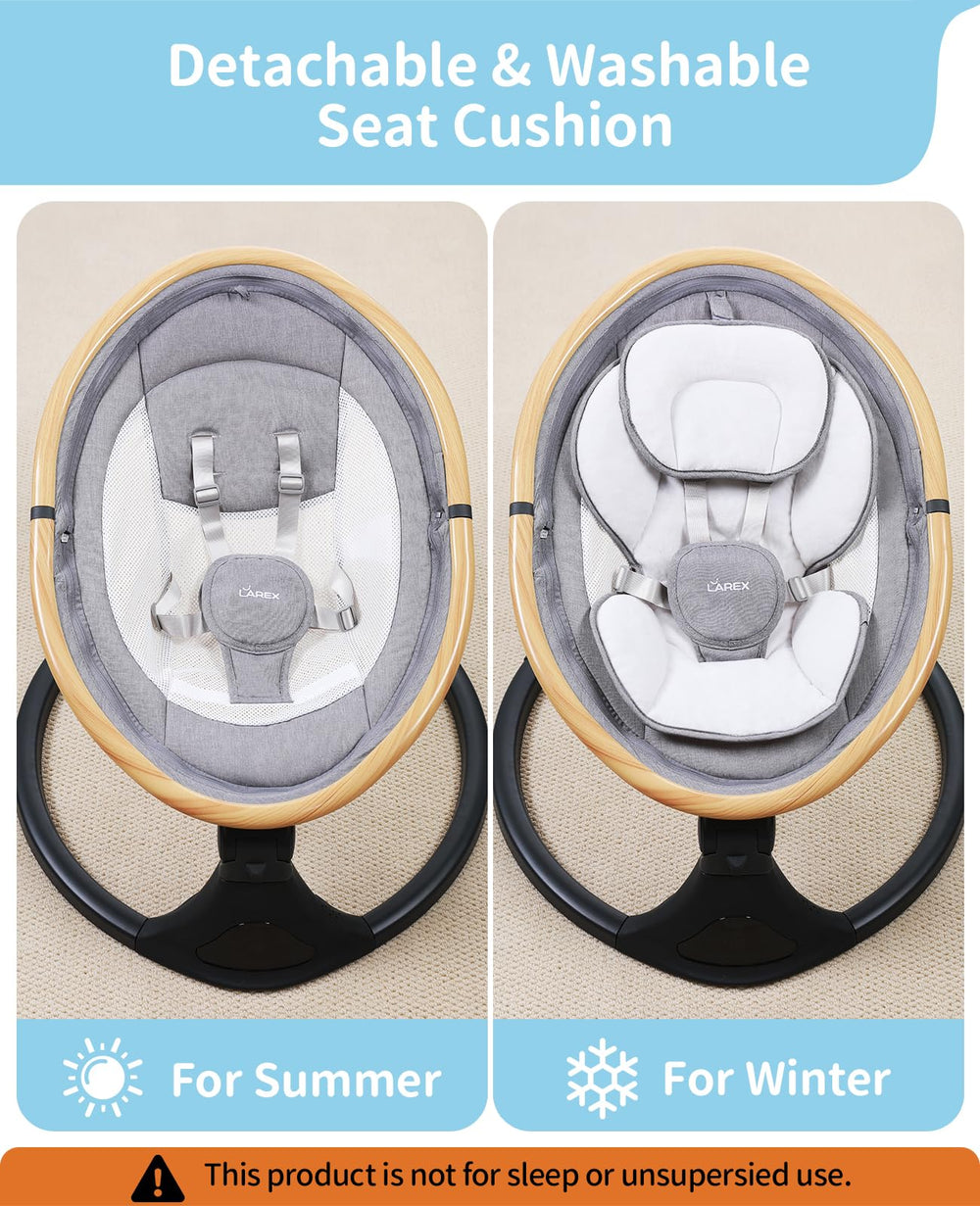 LAREX Baby Swing timer options for customized sessions.