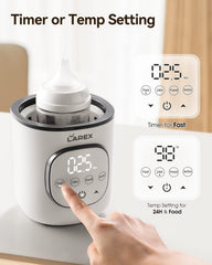 LAREX steaming clean feature demonstrates deep-clean capability for bottles and nipples