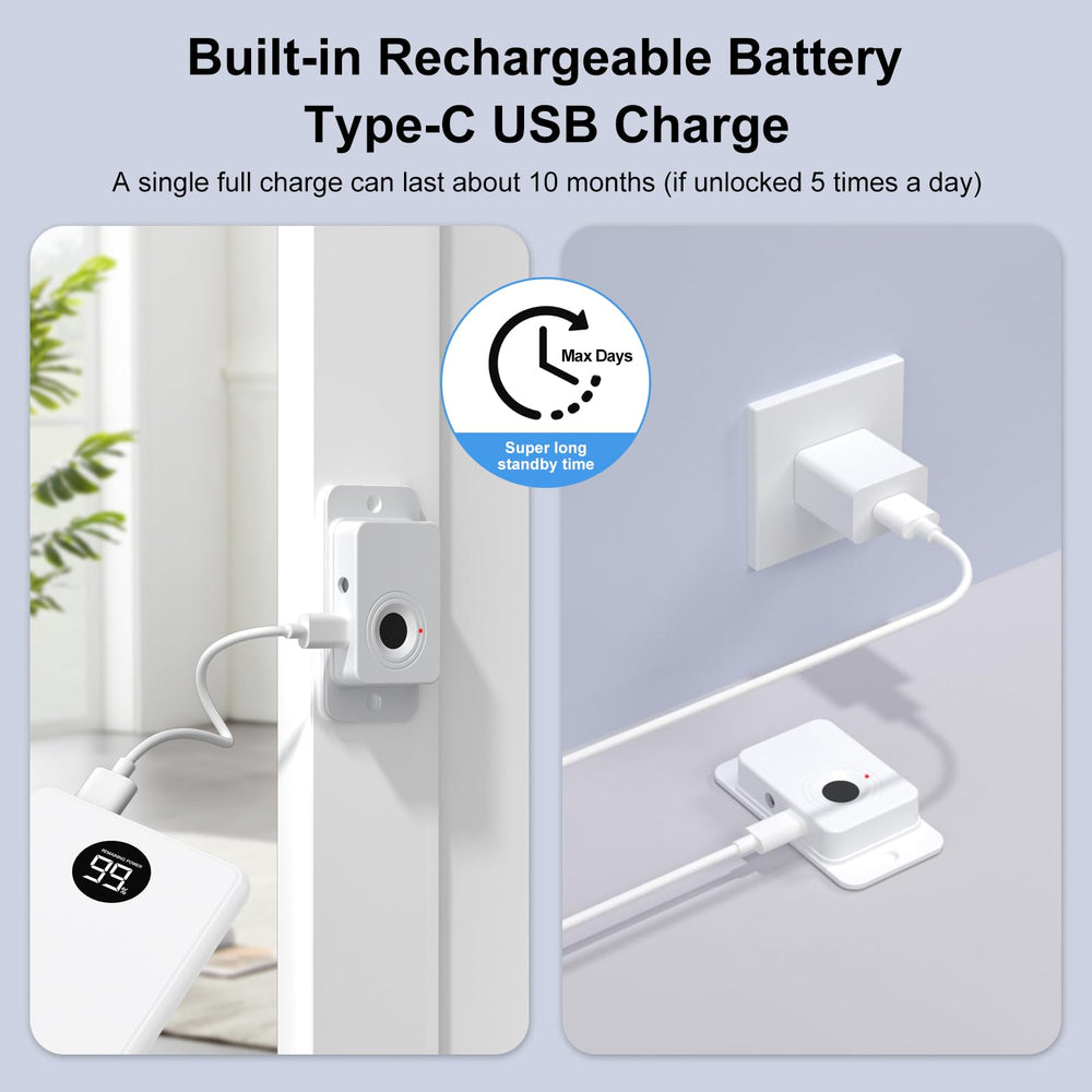 Larimuer fingerprint lock charging via USB-C for long life