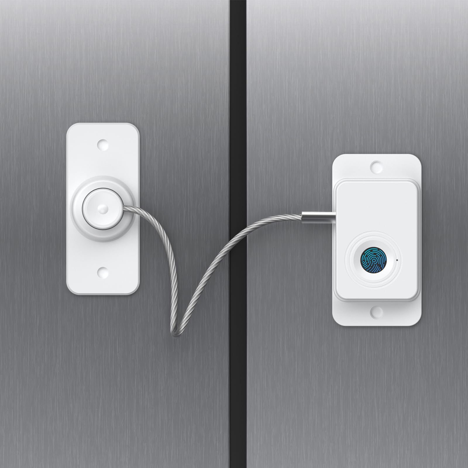 Larimuer fingerprint lock white front view for quick, keyless cabinet access.