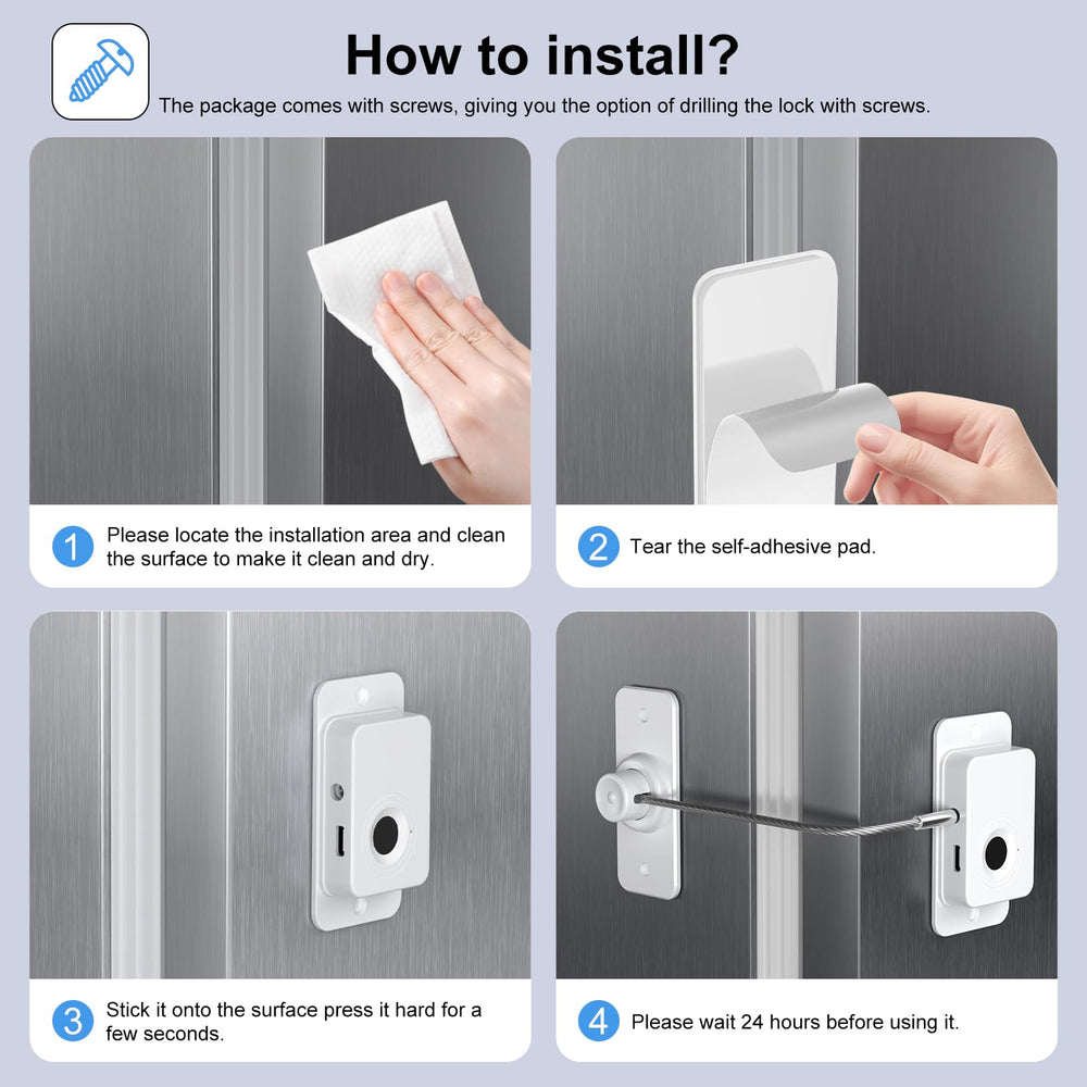 Larimuer fingerprint lock white in refrigerator usage showing quick unlock.