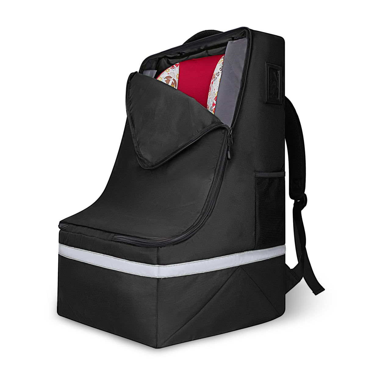 LARIPOP car seat travel bag front view showing spacious protected storage for flights