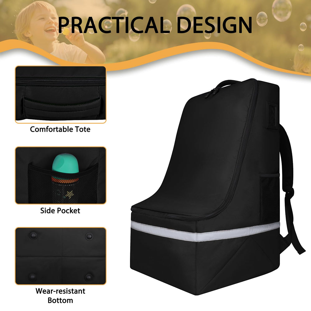 LARIPOP car seat travel bag open view illustrating easy access and packing space
