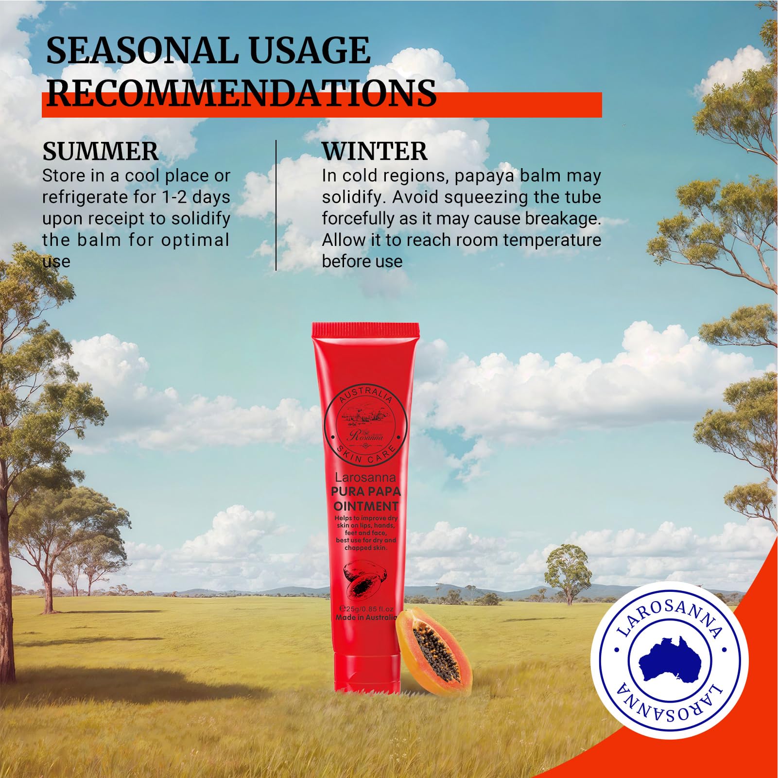 larosanna Papaw Ointment hand-application shows family-friendly daily moisturization.