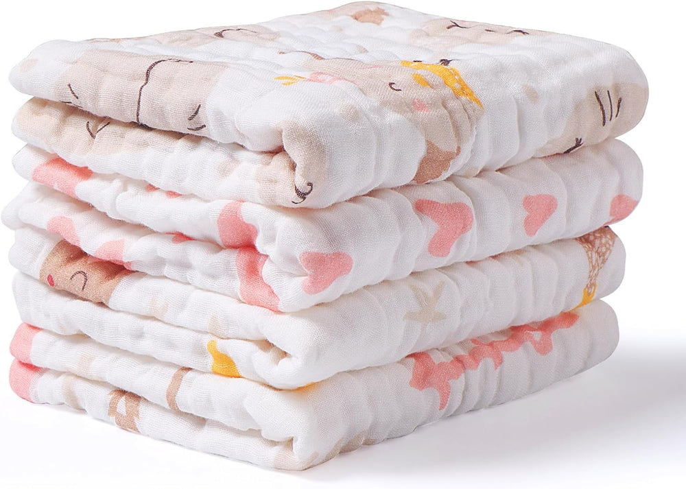 Lasoftan baby muslin burp cloth shows a 6-layer design for quick cleanup.