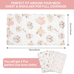 Lasoftan burp cloth care tips show machine wash and drip dry.