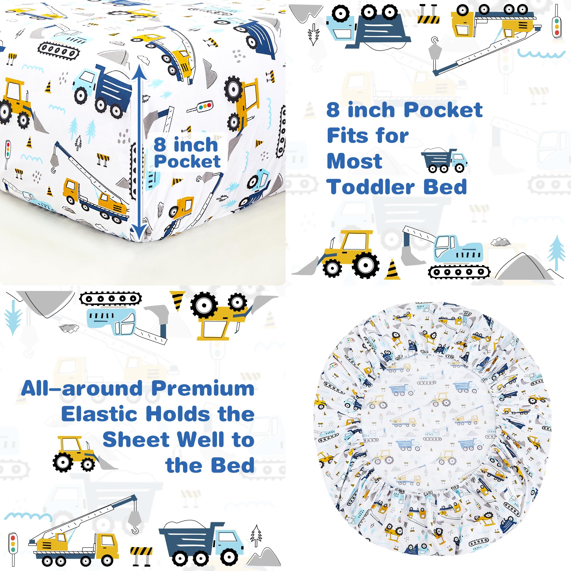 Lasoftan Cars bedding packaging image highlights all-in-one 4-piece set for quick bedroom setup.