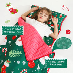 Lasoftan Christmas nap mat fleece blanket detail for warmth.