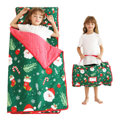 Lasoftan Christmas toddler nap mat roll-up design for easy travel.