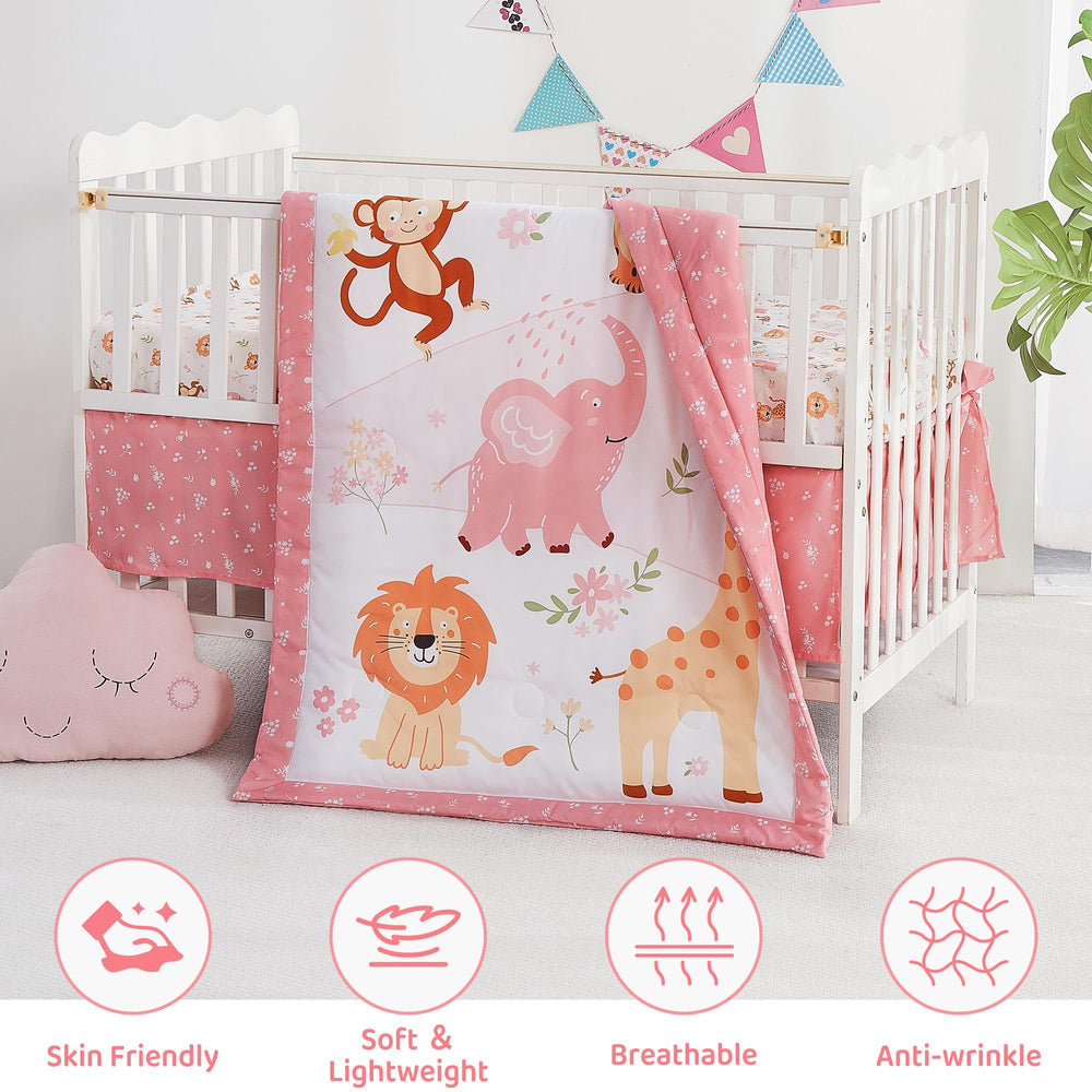 lasoftan crib skirt pink elephant 52x28 enhances nursery decor and tidy space