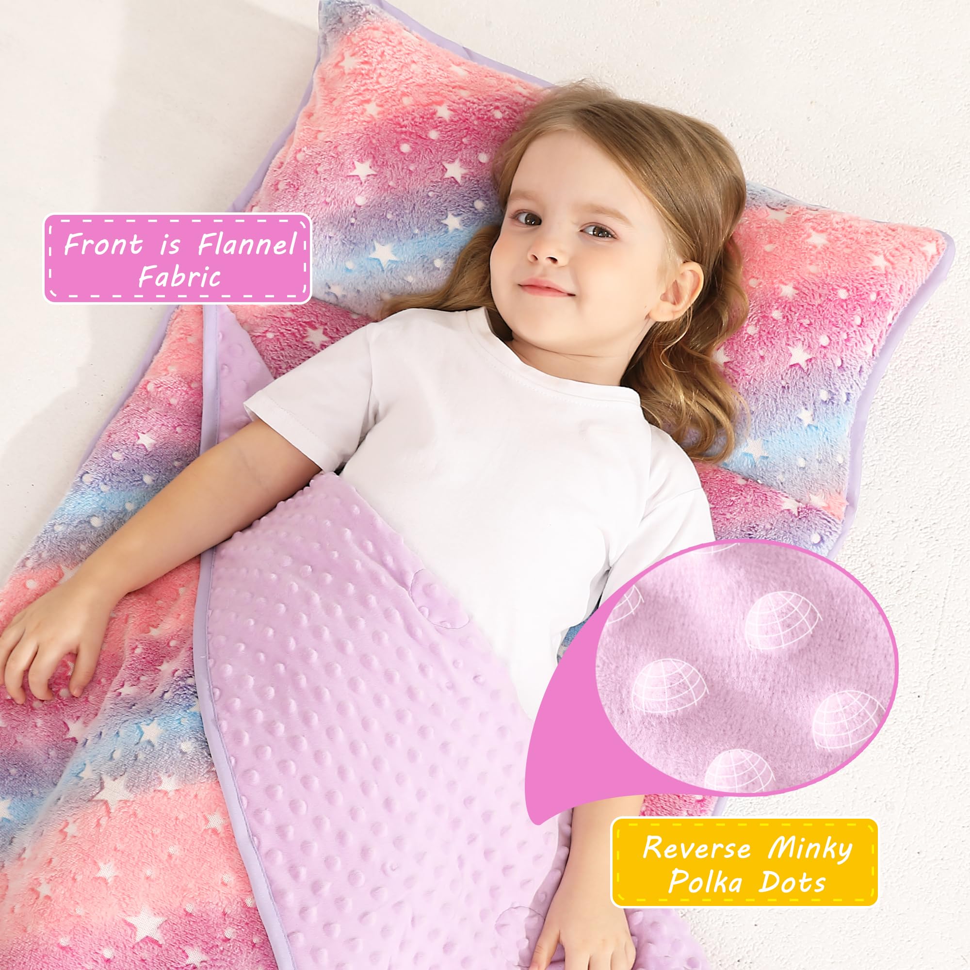 lasoftan glowing-star nap mat blanket attached for extra warmth