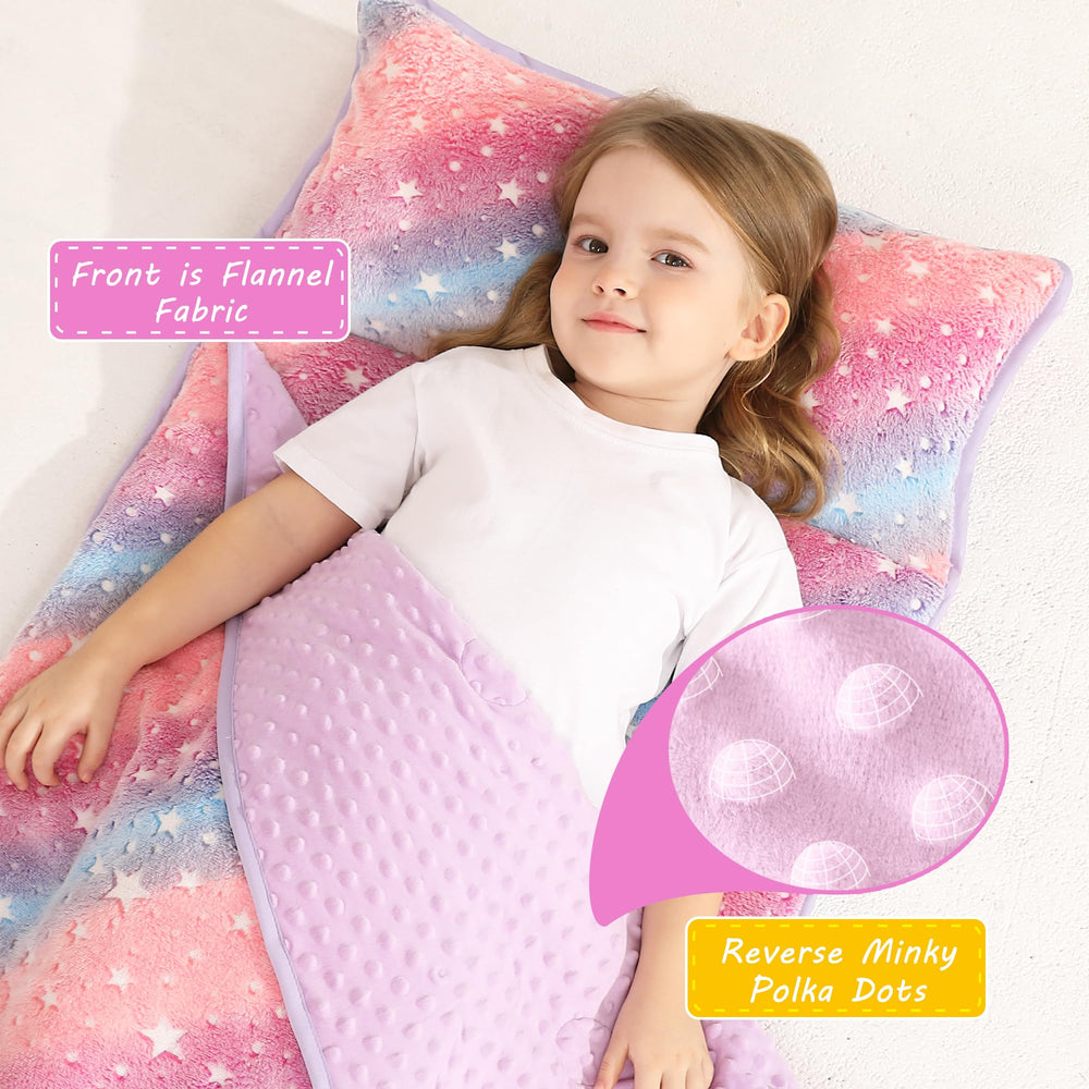 lasoftan glowing-star nap mat blanket attached for extra warmth
