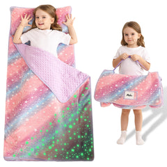 lasoftan glowing-star nap mat rolled for travel and daycare comfort
