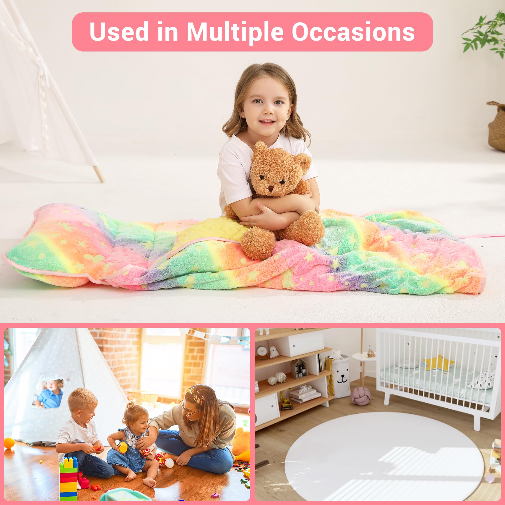 Lasoftan Glowing Unicorn nap mat is easy-care and machine washable