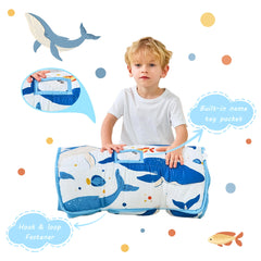 Lasoftan nap mat with fleece-lined blanket for extra warmth and coziness.