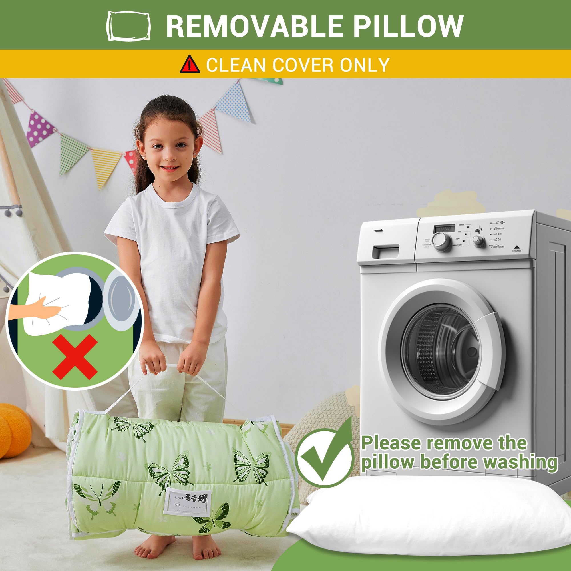 Lasoftan nap mat rolled for storage demonstrates compact portability