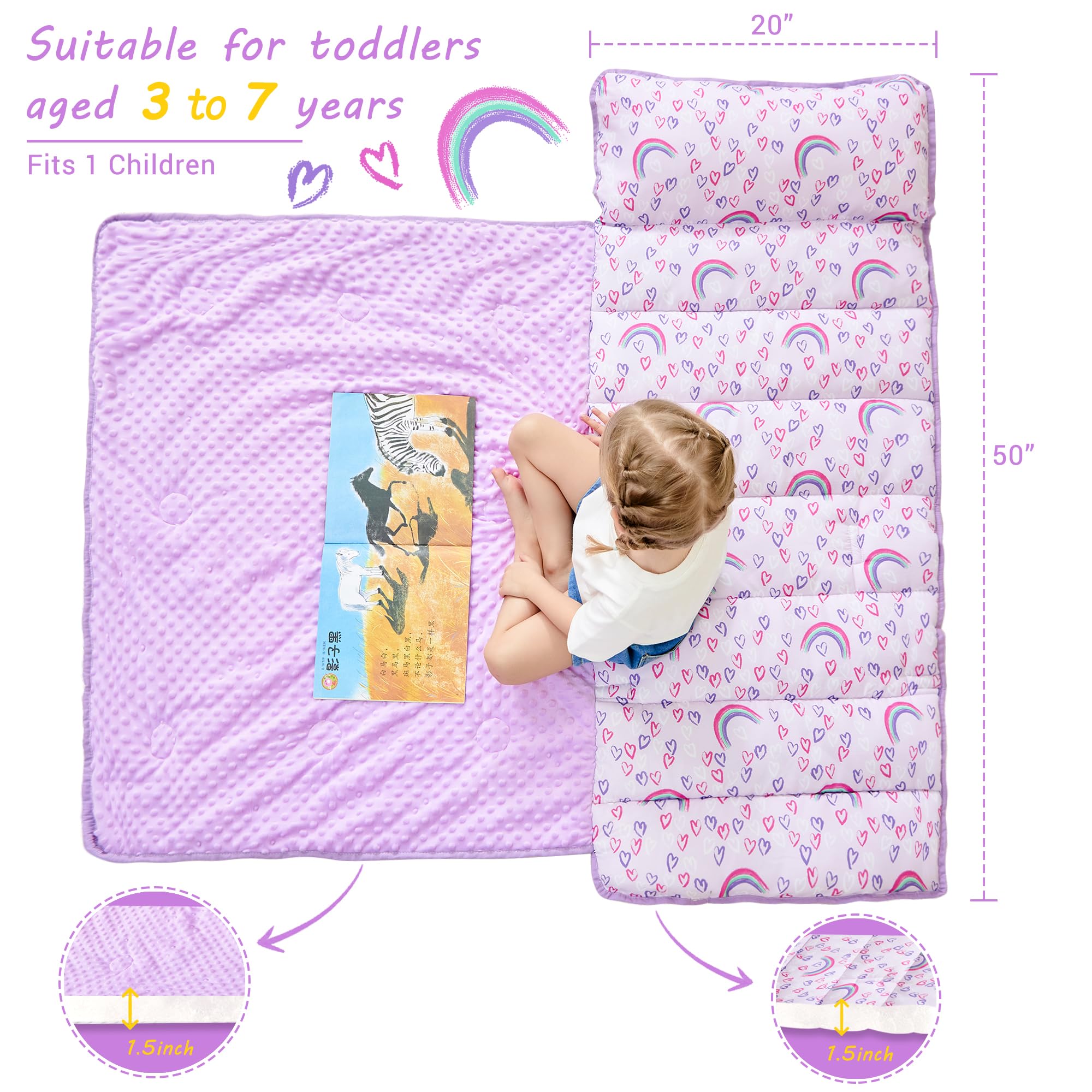 Lasoftan nap mat size 50x21 offers roomy space for toddlers