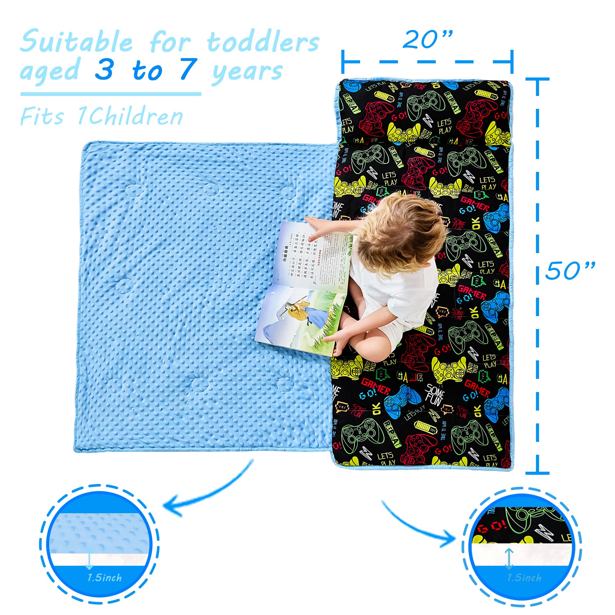Lasoftan nap mat size 50x21 highlighting ample toddler space