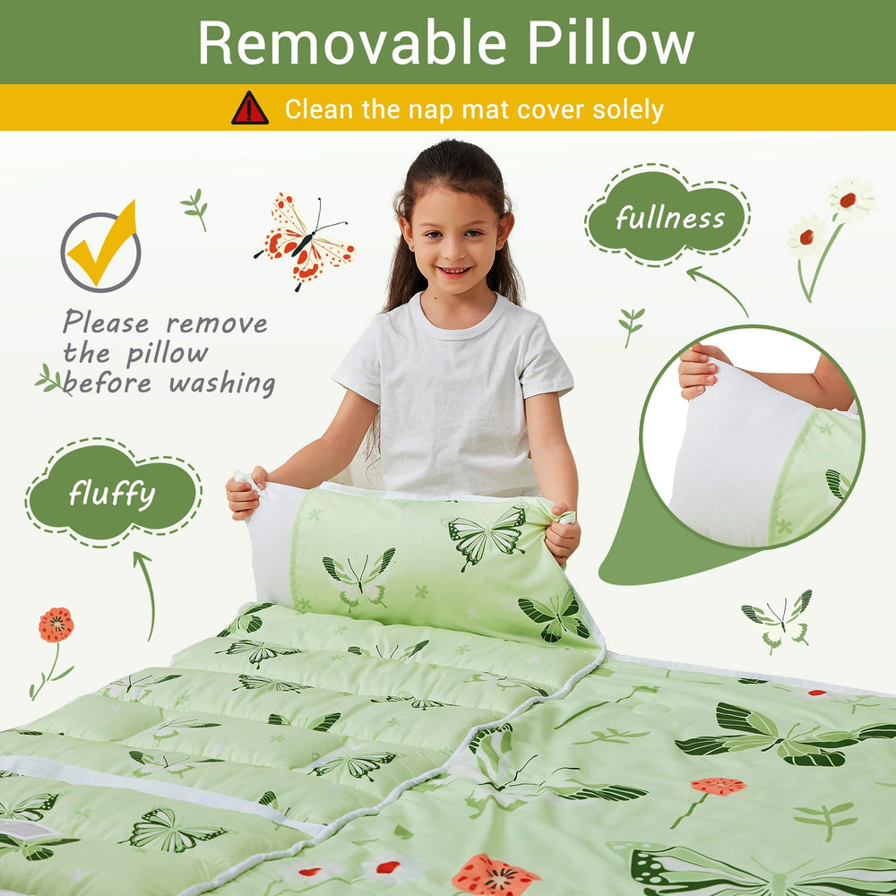Lasoftan nap mat travel roll-up image illustrates on-the-go nap convenience