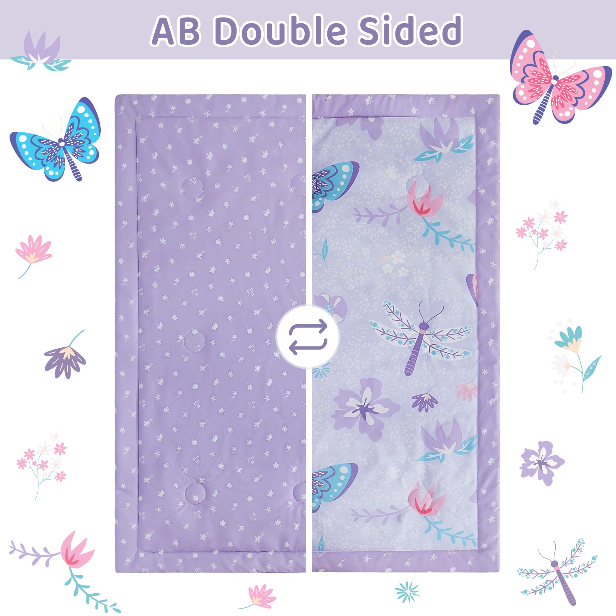 lasoftan nursery-room setup with purple butterfly bedding shows cohesive nursery décor