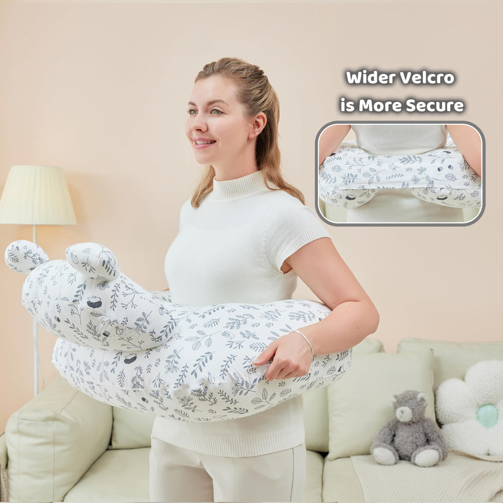 lasoftan nursing pillow dimensions 23-6x28x6-3 inches show a roomy support.