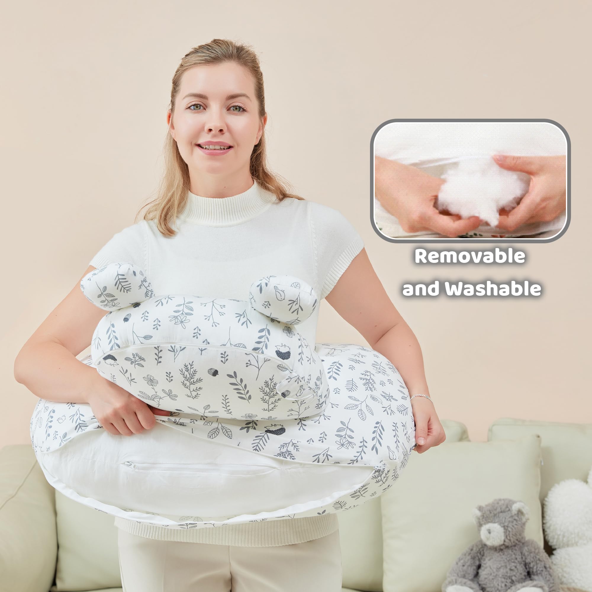 lasoftan nursing pillow quick-clean design with machine-washable cover for busy days.