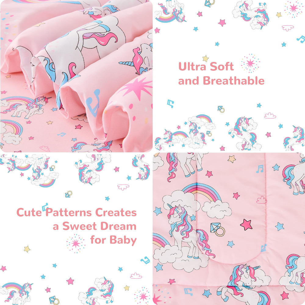lasoftan Pink Unicorn Comforter 42x57 with cloud-soft microfiber