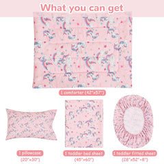 lasoftan Pink Unicorn Fitted Sheet 28x52 with snug fit and easy care