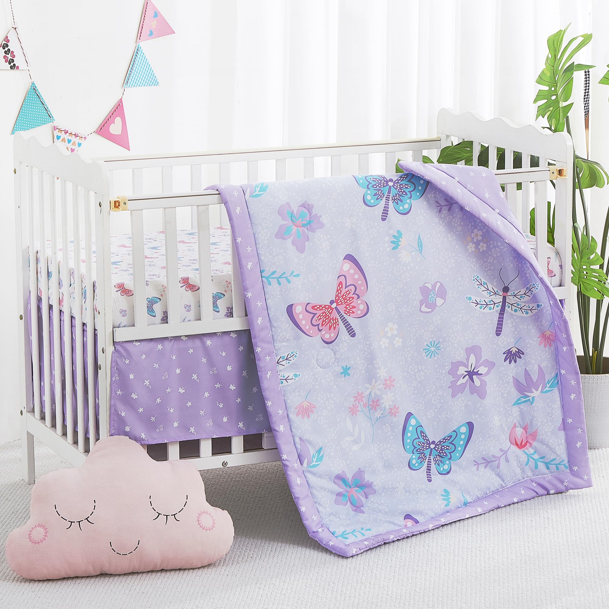 lasoftan purple-butterfly nursery decor idea conveys calming ambiance