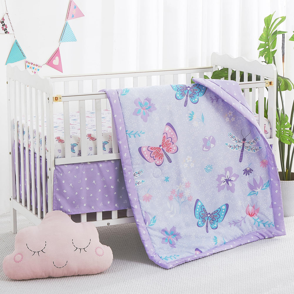 lasoftan purple-butterfly nursery decor idea conveys calming ambiance