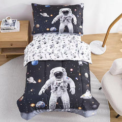 Lasoftan toddler bedding set comforter astronaut, cloud-soft feel for restful sleep.